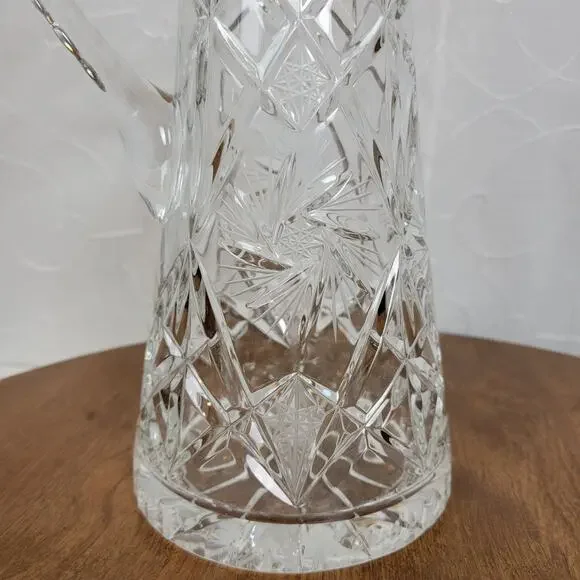 Vintage Antique American Brilliant Crystal Clear Cut Glass Pitcher 9.5" - Picture 5 of 10